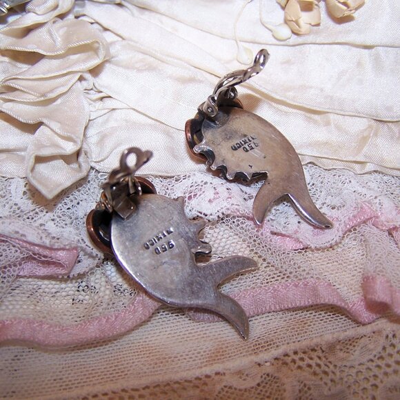 Made in Mexico Mexican 950 Silver and Pink Rhodochrosite Necklace/Clip Earrings - Picture 13 of 13